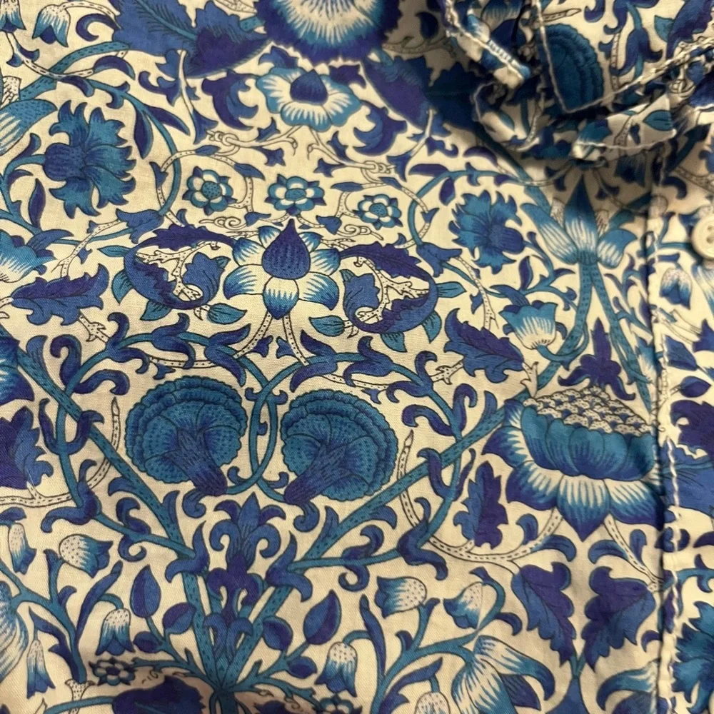 J. Crew Liberty Floral Ruffle cropped Button Down Long Sleeve Shirt - Picture 3 of 3